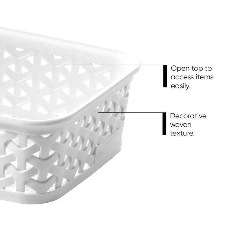 slide 4 of 6, Y-Weave Mini Decorative Storage Basket White - Brightroom™: BPA-Free Polypropylene, Rectangle, Fits 11" Cube System, 1 ct