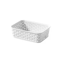 Y-Weave Mini Decorative Storage Basket White - Brightroom™: Polypropylene, Rectangle, Fits 11" Cube System