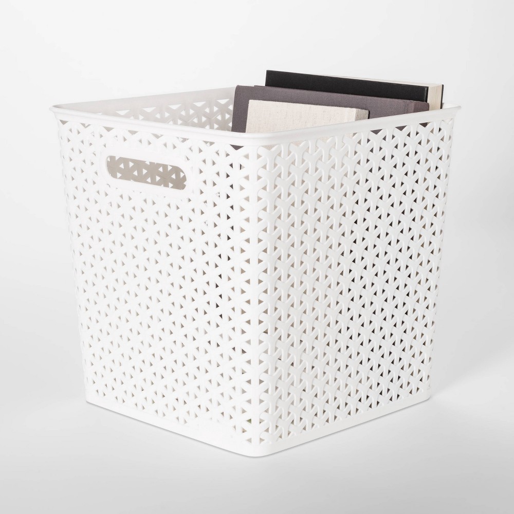slide 2 of 3, Y-Weave 11" Cube Decorative Storage Basket White - Room Essentials, 1 ct