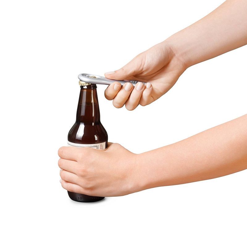 slide 4 of 4, OXO Die Cast Bottle Opener Silver: Zinc Kitchen Tool, Dishwasher-Safe, Metallic Finish, Beer & Wine Accessory, 1 ct