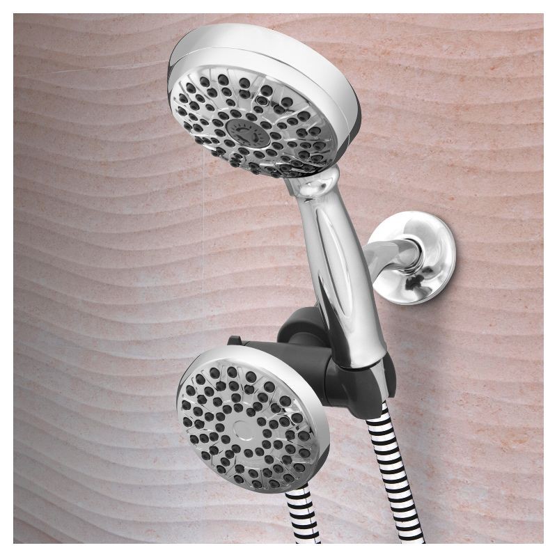 slide 5 of 6, PowerSpray Combination Shower Head 8+1 dual-mode Chrome - Waterpik: EPA WaterSense, 1.8 GPM, 5ft Hose, 5 ft