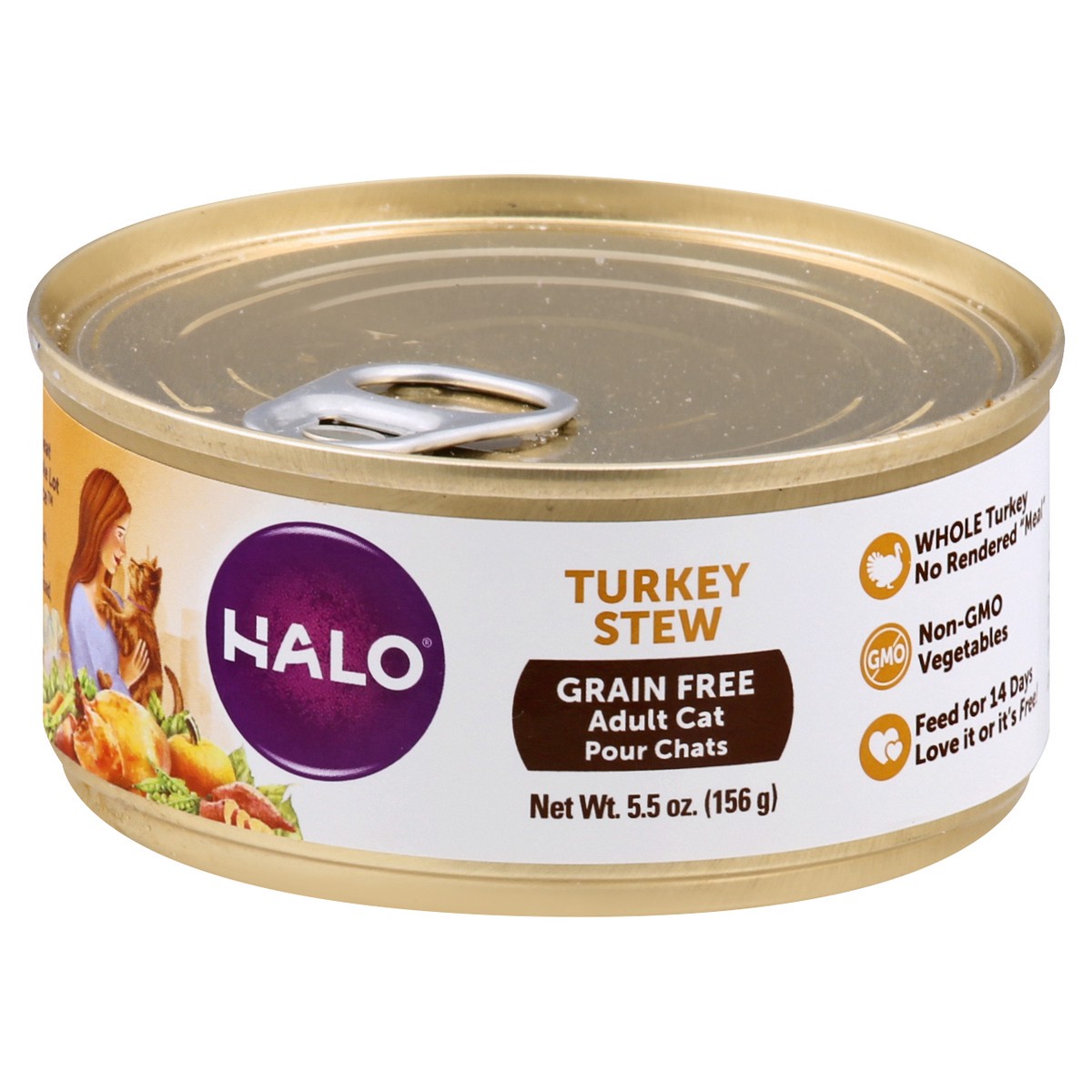 slide 3 of 9, Halo Grain Free Adult Turkey Stew Cat Food 5.5 oz, 5.5 oz