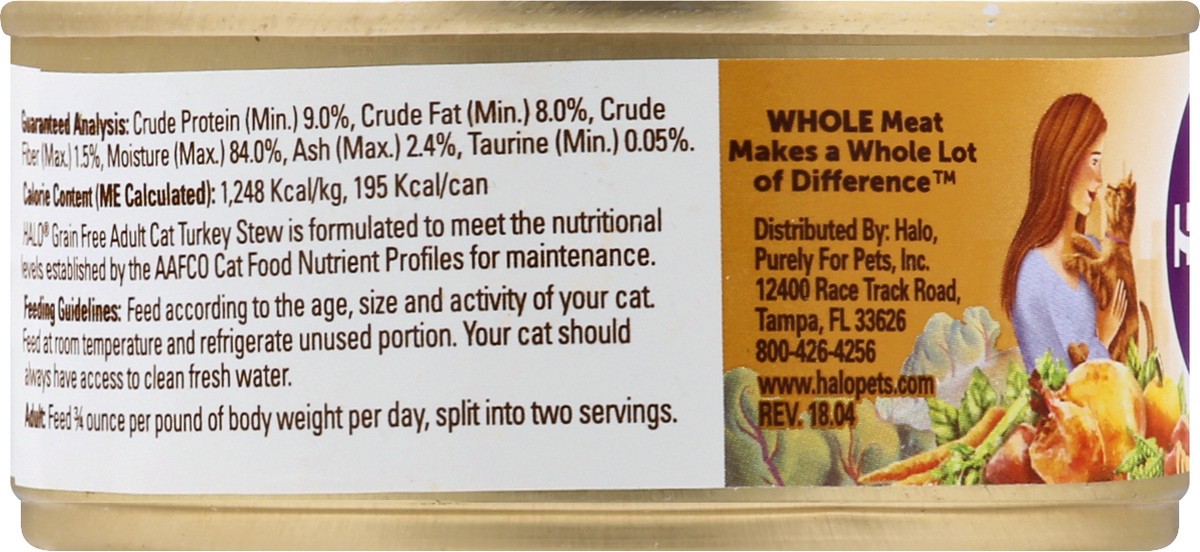slide 7 of 9, Halo Grain Free Adult Turkey Stew Cat Food 5.5 oz, 5.5 oz