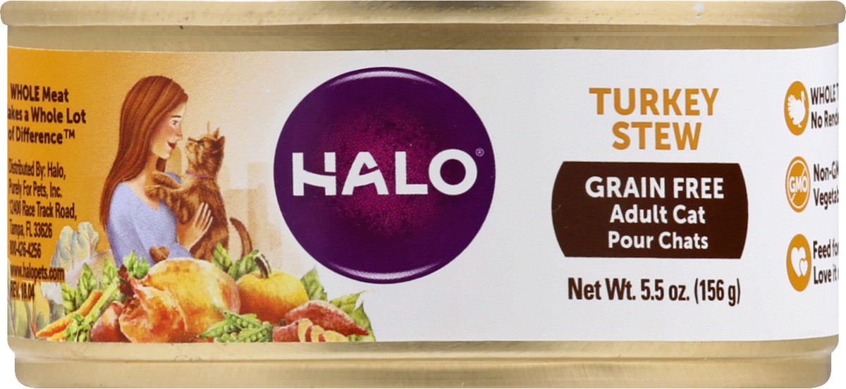 slide 1 of 9, Halo Grain Free Adult Turkey Stew Cat Food 5.5 oz, 5.5 oz