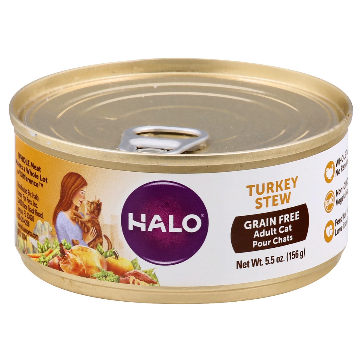 slide 1 of 9, Halo Grain Free Adult Turkey Stew Cat Food 5.5 oz, 5.5 oz