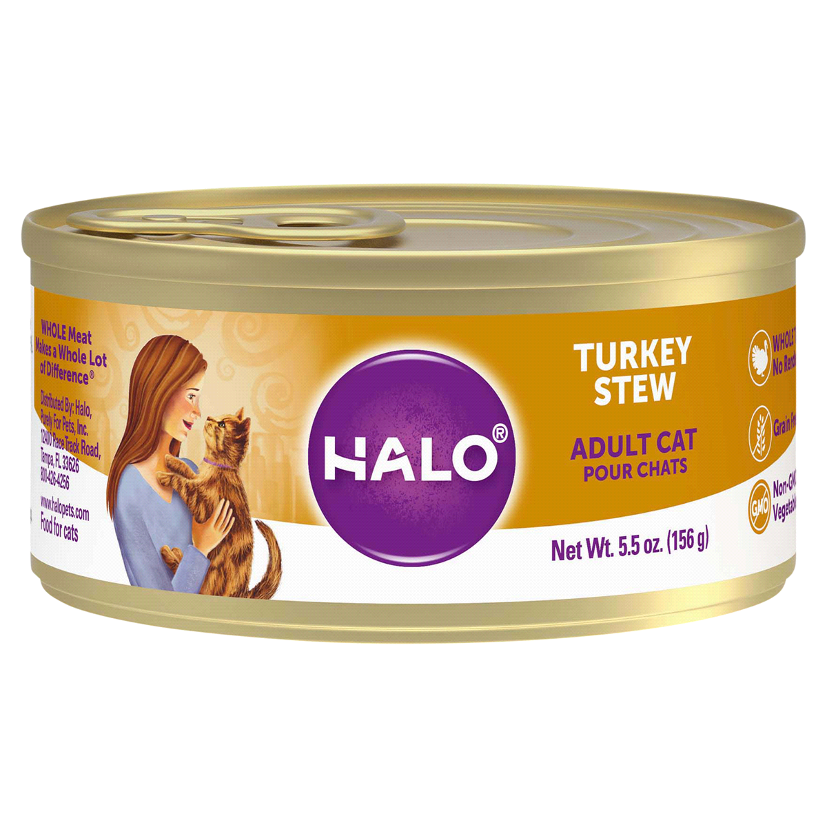 slide 1 of 1, Halo Purely For Pets Halo Turkey Wet Cat Food, 5.5 oz