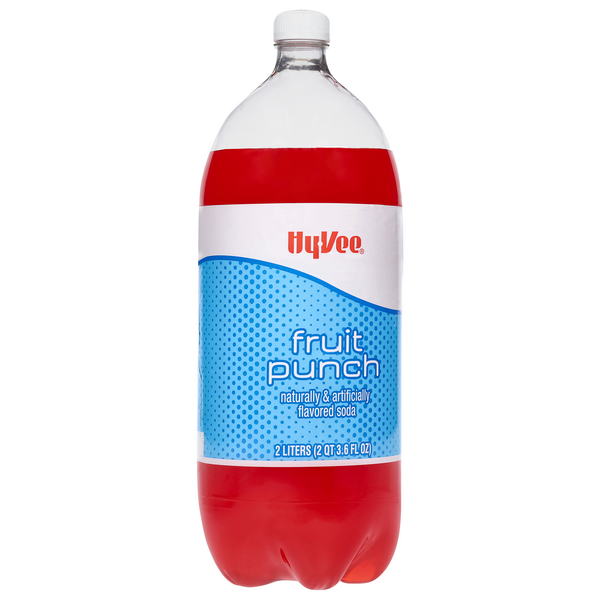 slide 1 of 1, Hy-Vee Fruit Punch Soda, 35.6 fl oz