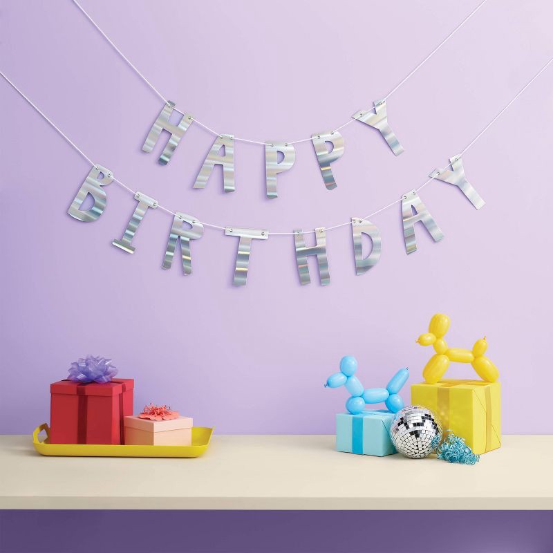 slide 2 of 4, Iridescent Happy Birthday Party Banner - Spritz™, 1 ct
