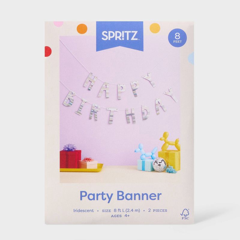 slide 4 of 4, Iridescent Happy Birthday Party Banner - Spritz™, 1 ct