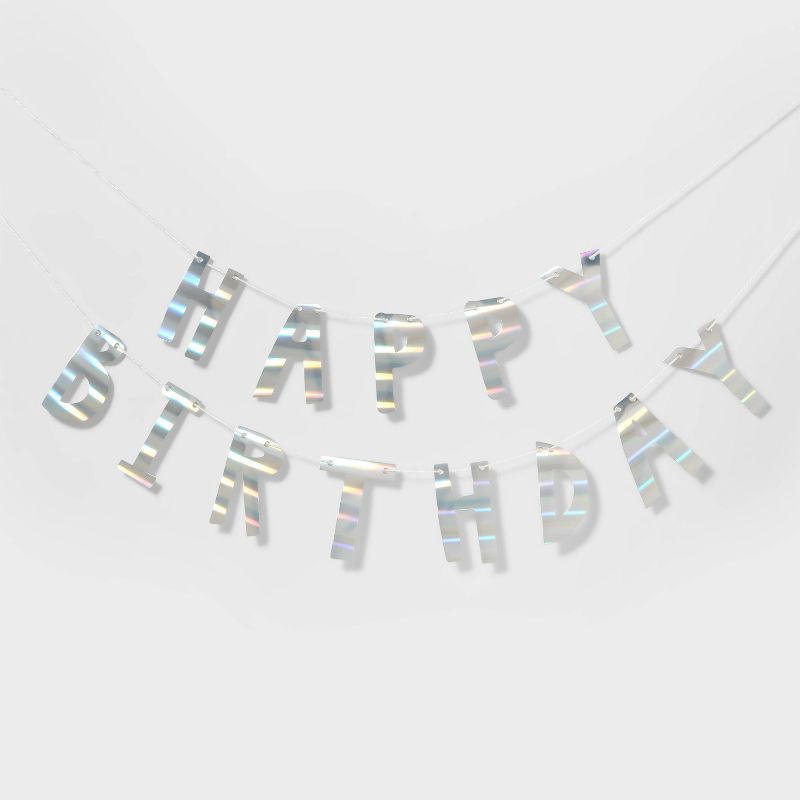 slide 1 of 4, Iridescent Happy Birthday Party Banner - Spritz™, 1 ct