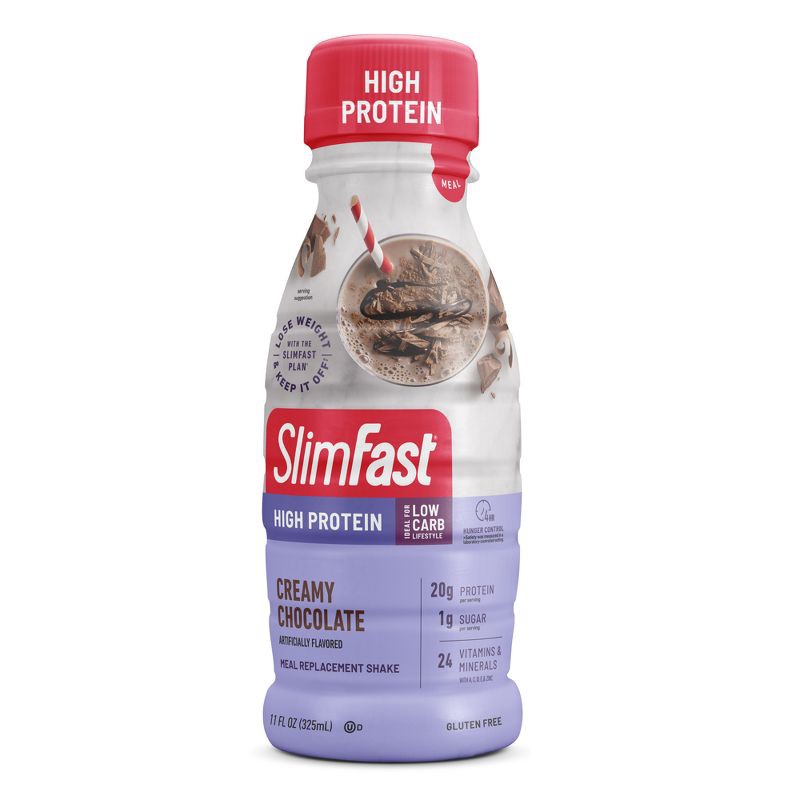 slide 3 of 6, SlimFast High Protein Meal Replacement Shake - Creamy Chocolate - 11 fl oz/4pk, 4 ct; 11 fl oz