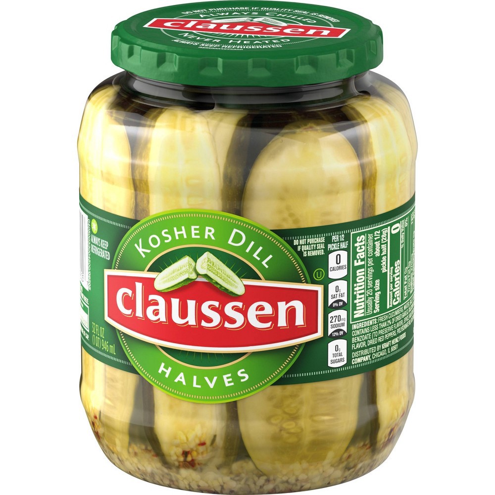 Claussen Kosher Dill Pickle Halves Jar 32 oz | Shipt