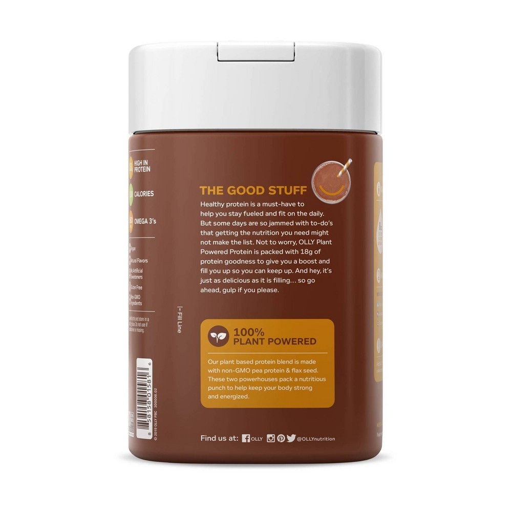 slide 3 of 4, OLLY Plant Powered Vegan Protein Mix - Chocolate, 14.8 oz