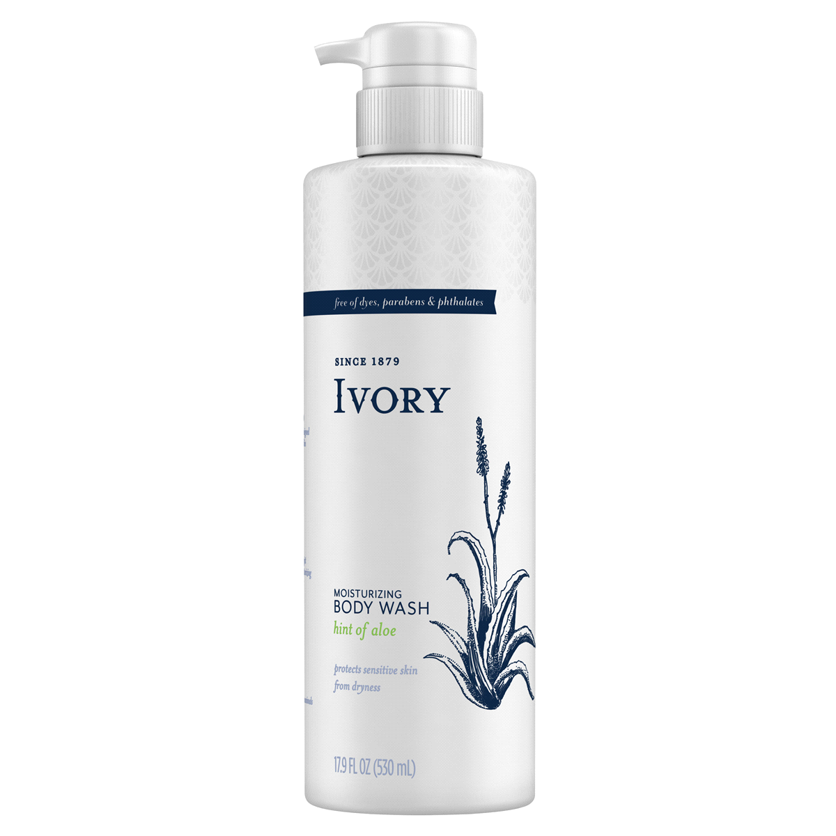 slide 1 of 1, Ivory Sensitive Skin Moisturizing Body Wash Hint of Cotton, 17.9 fl oz