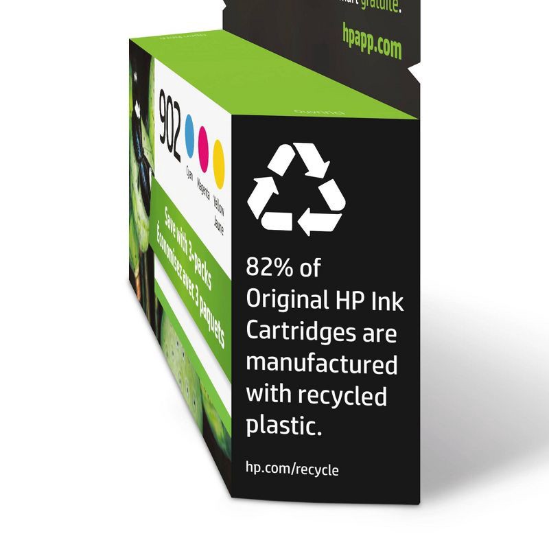 slide 3 of 6, HP Inc. HP 902 C/M/Y 3pk Ink Cartridges - Cyan, Magenta, Yellow (T0A38AN#140), 3 ct