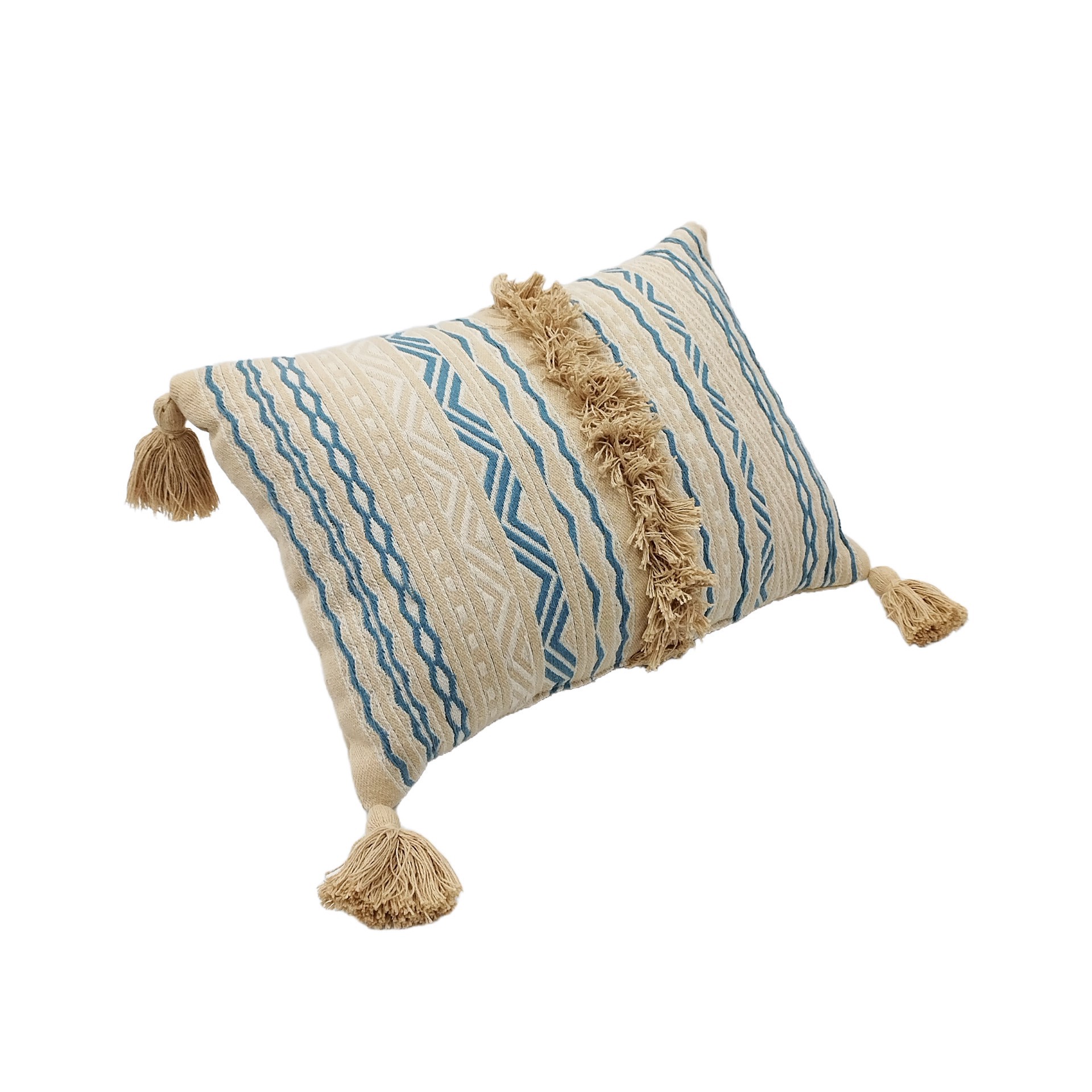 slide 3 of 3, 20" X 14" Blue Lumbar Pillow With Tassels By Ashland, 20 in x 14 in
