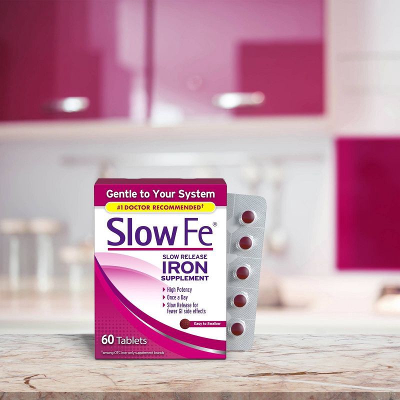 slide 2 of 10, Slow Fe Slow Release Iron Supplement Tablets - 60ct, 60 ct