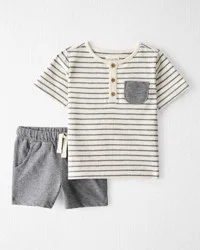 Littleplanet Toddler 2-Piece Shorts Set Made With Organic Cotton Charcoal 4T