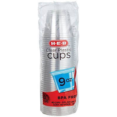 slide 1 of 1, H-E-B Clear Cups 9oz, 40 ct