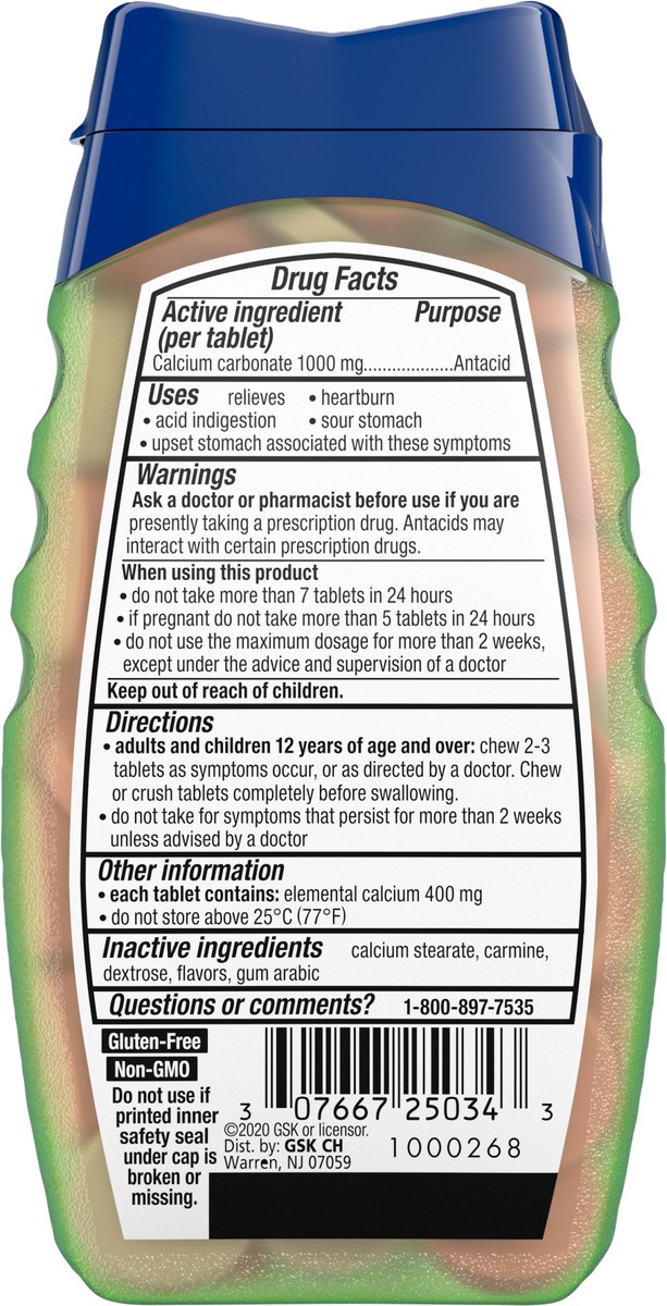 slide 5 of 9, TUMS Naturals Ultra Strength Antacid Chews for Heartburn Relief, Black Cherry & Watermelon - 56 Count, 56 ct