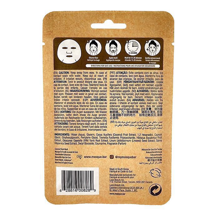 slide 10 of 13, Masque Bar Naturals Coconut + Hyaluronic Acid Sheet Mask - 0.6 fl oz, 1 ct