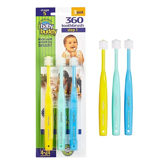 slide 3 of 5, Baby Buddy Brilliant Baby Toothbrush, 3 ct