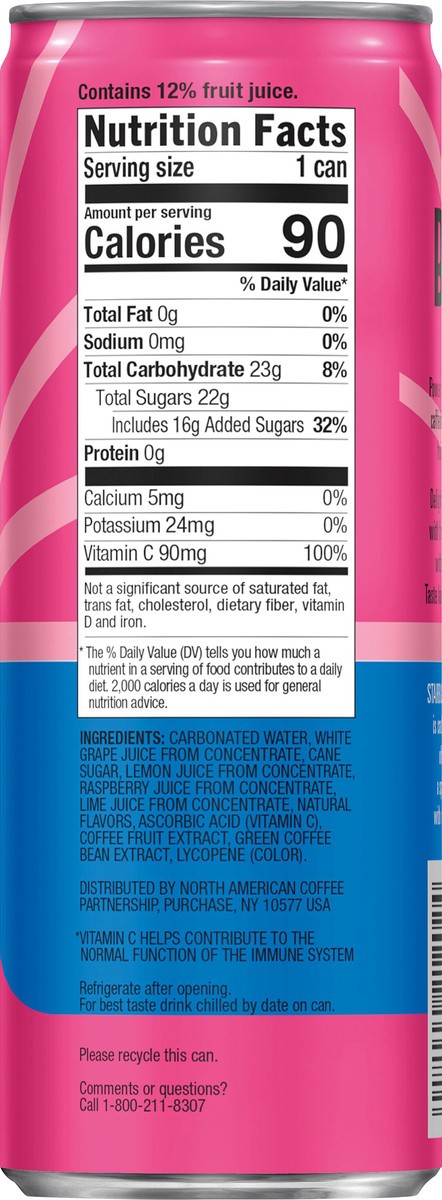 slide 4 of 4, Starbucks Baya Energy Sparkling Energy Drink Raspberry Lime 12 Fl Oz Can, 12 oz
