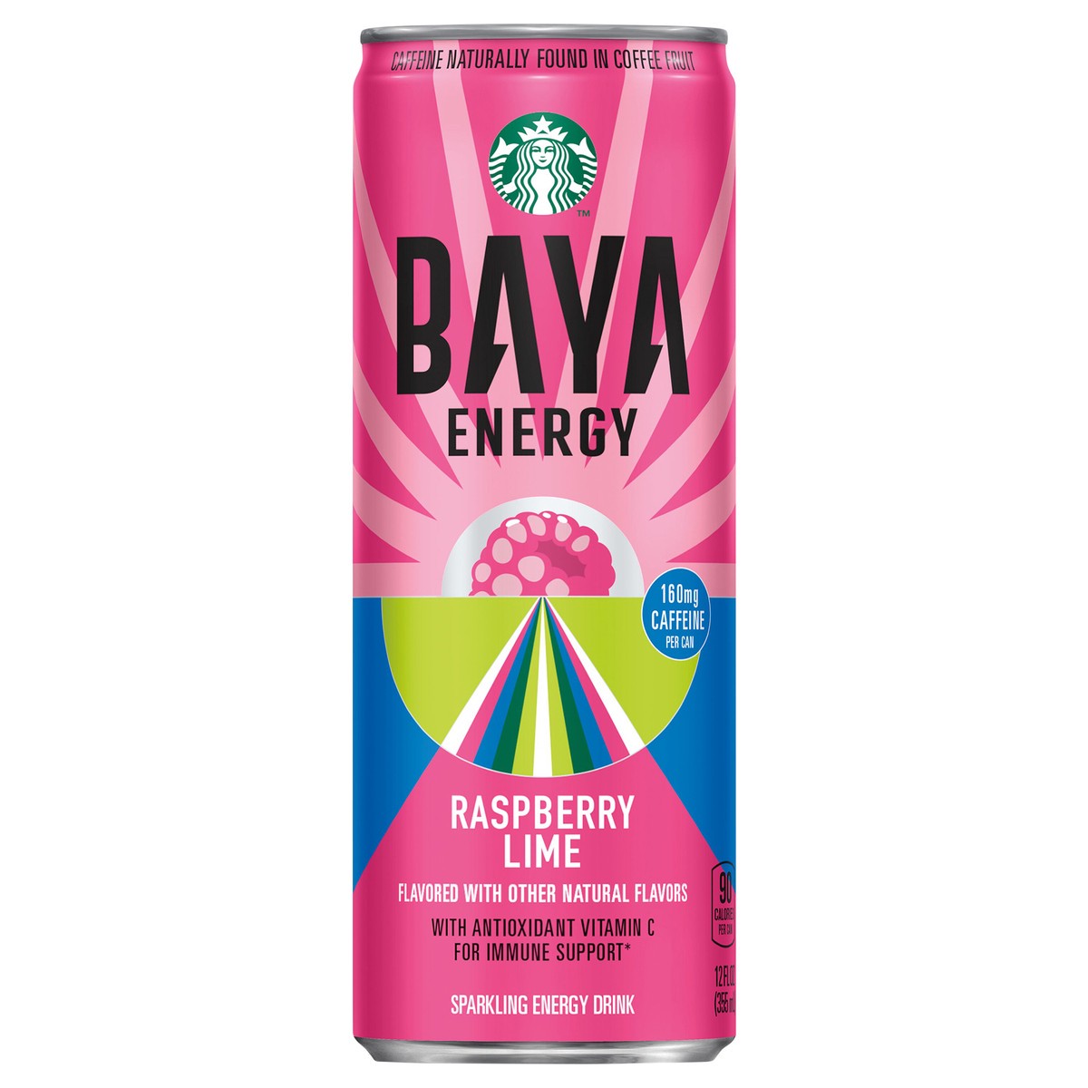 slide 1 of 4, Starbucks Baya Energy Sparkling Energy Drink Raspberry Lime 12 Fl Oz Can, 12 oz