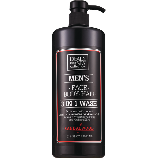 slide 1 of 1, Dead Sea Men's Sandalwood 3-in-1 Face, Body & Hair Wash, 1 ct