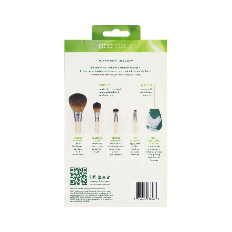 slide 4 of 7, EcoTools Core Five Makeup Brush & Sponge Set - 5pc, 5 ct