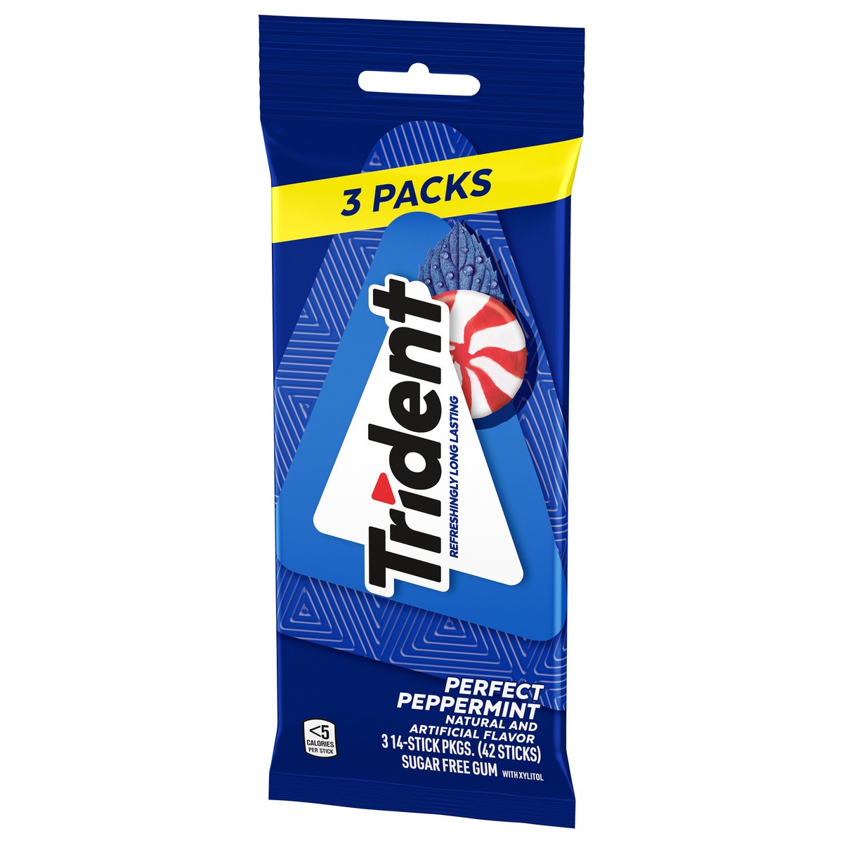 slide 5 of 9, Trident Perfect Peppermint Sugar Free Gum, 3 Packs of 14 Pieces (42 Total Pieces), 2.81 oz