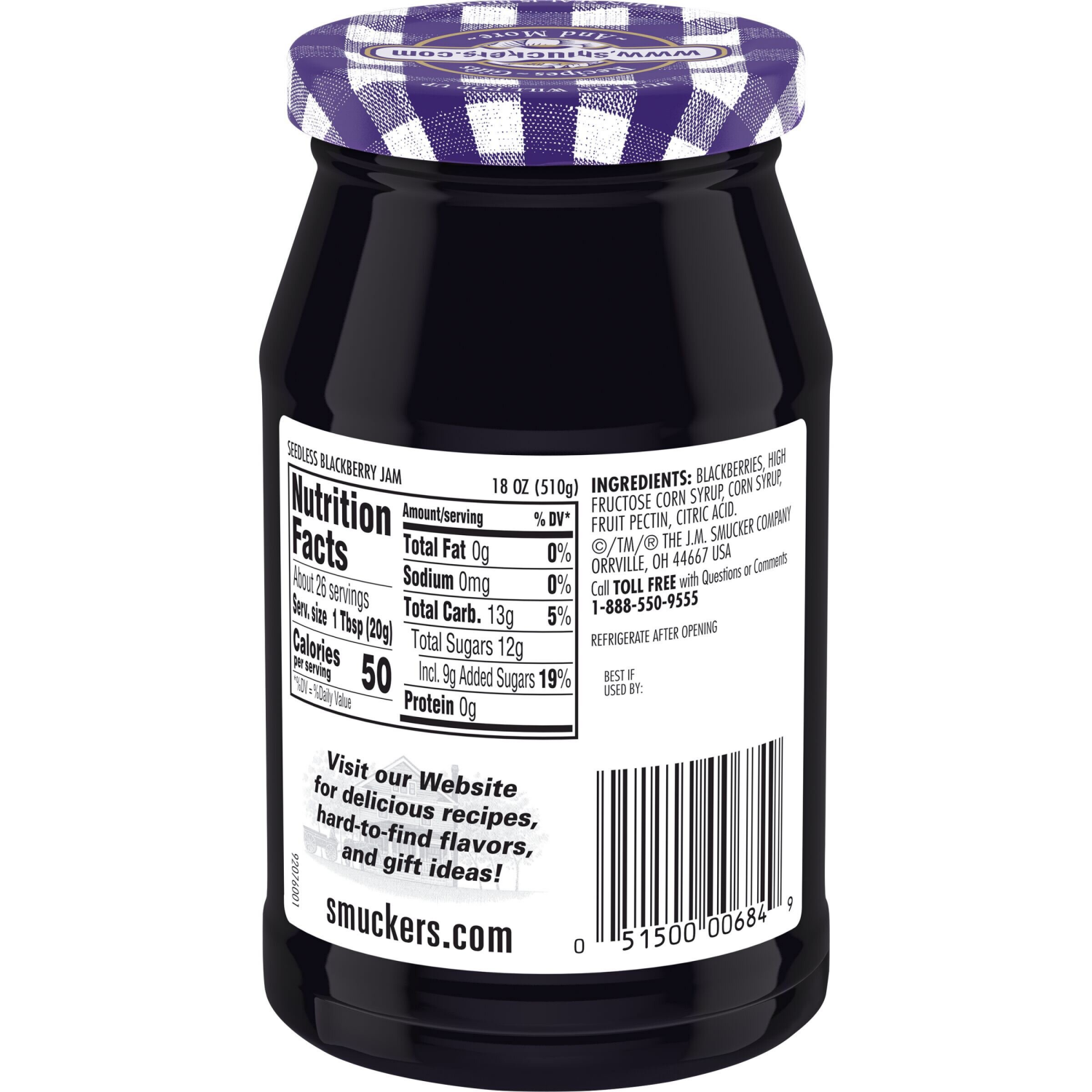 slide 4 of 7, Smucker's Seedless Blackberry Jam, 18 Ounces, 18 oz