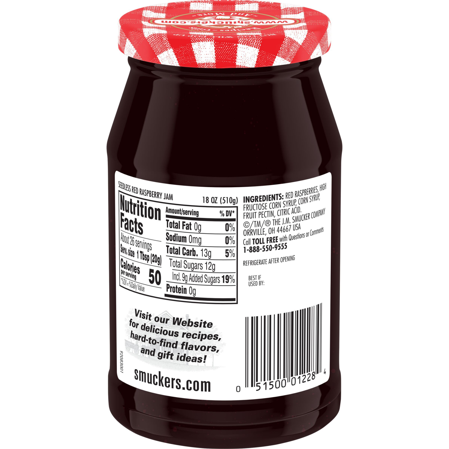 slide 3 of 3, Smucker's Jam, Red Raspberry, 18 oz