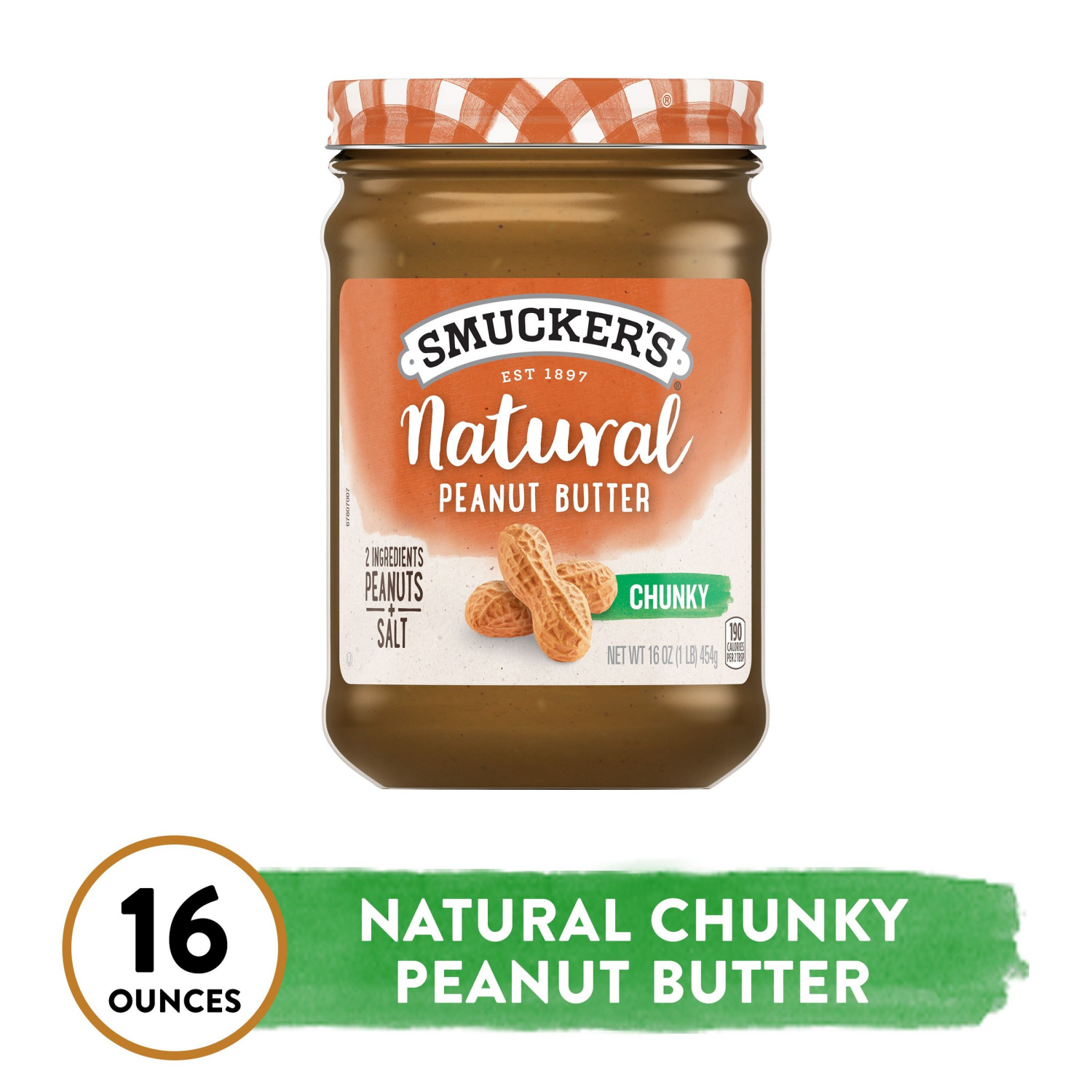 slide 1 of 7, Smucker's Smucker’s Natural Chunky Peanut Butter, 16 Oz. Jar, 16 oz