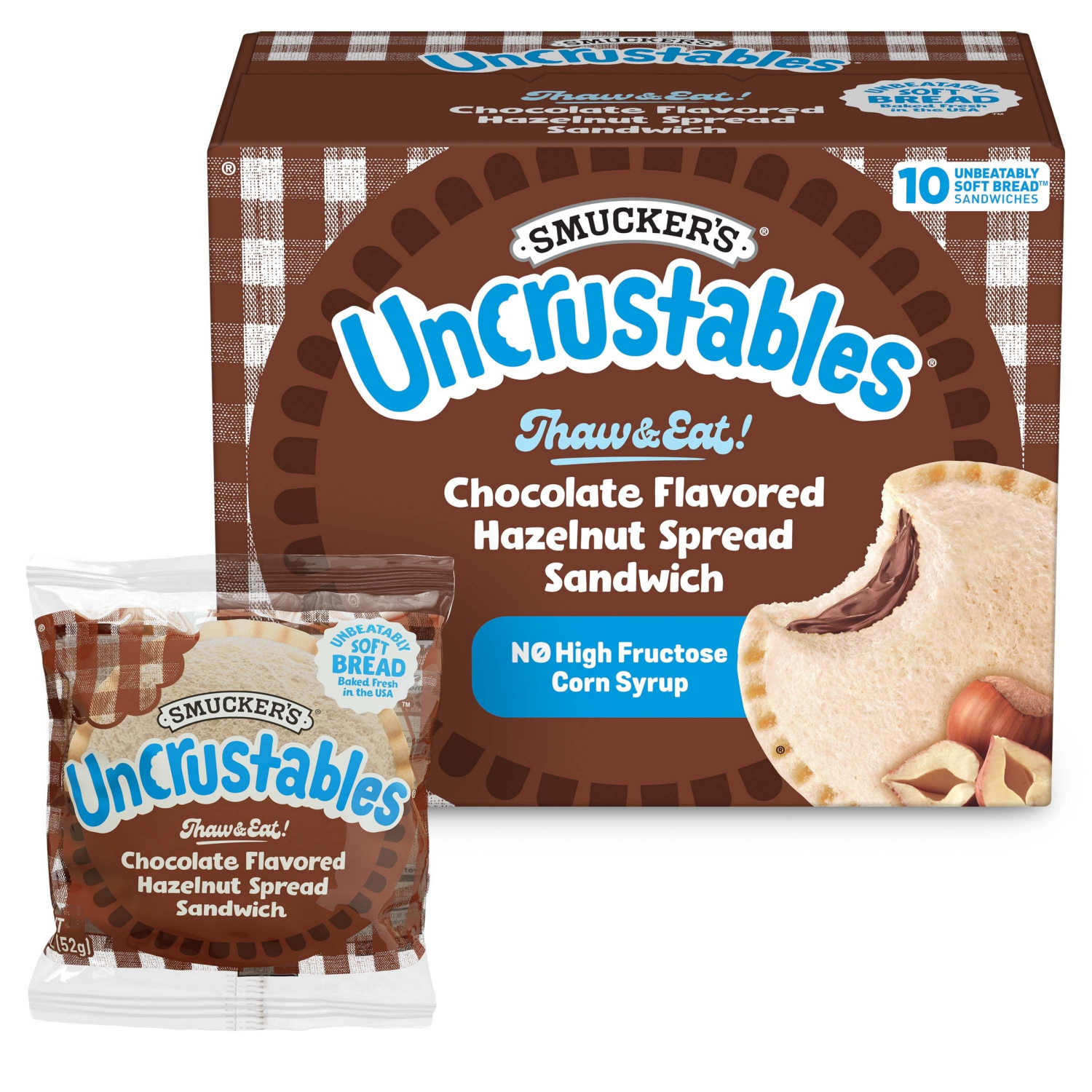 slide 5 of 8, Smucker's Uncrustable, Chocolate, 10 ct