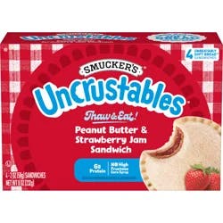 Smucker's Smucker’s Uncrustables Peanut Butter & Strawberry Jam Sandwiches, 4 Count, 2 Oz. Each, Frozen