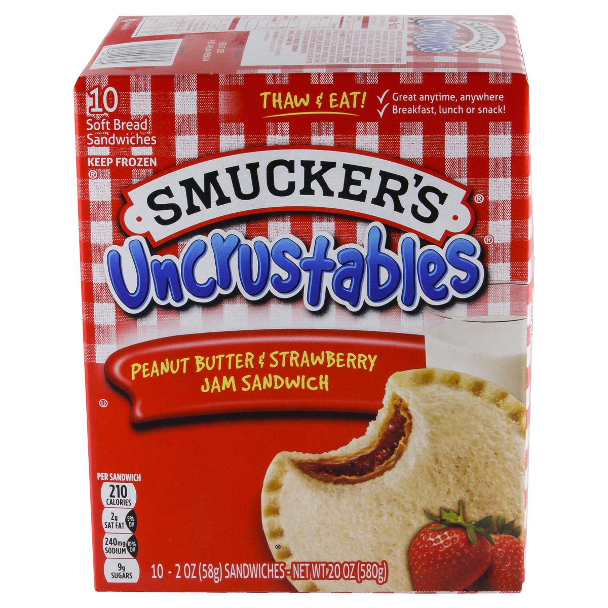 slide 3 of 5, Smucker's Uncrustables Peanut Butter & Strawberry Jam Sandwich, 10-Count Pack, 10 ct; 2 oz