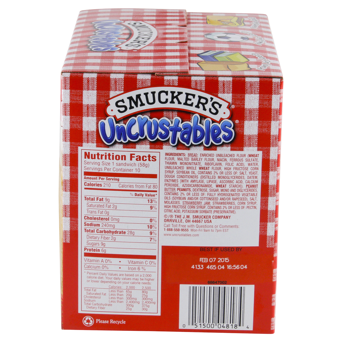 slide 5 of 5, Smucker's Uncrustables Peanut Butter & Strawberry Jam Sandwich, 10-Count Pack, 10 ct; 2 oz
