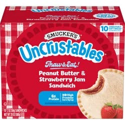 Smucker's Smucker’s Uncrustables Peanut Butter & Strawberry Jam Sandwiches, 10 Count, 2 Oz. Each, Frozen
