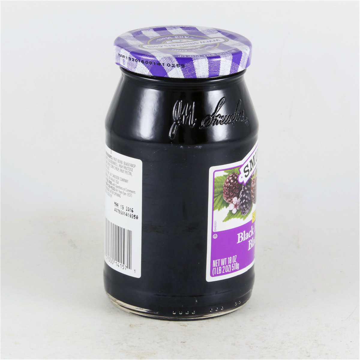 slide 2 of 5, Smucker's Seedless Black Raspberry Blackberry Jam, 18 oz