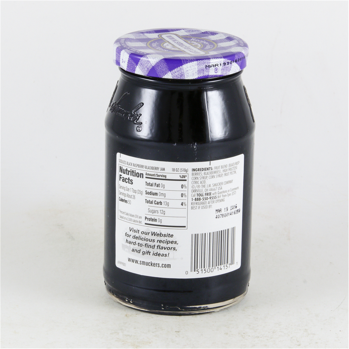 slide 4 of 5, Smucker's Seedless Black Raspberry Blackberry Jam, 18 oz