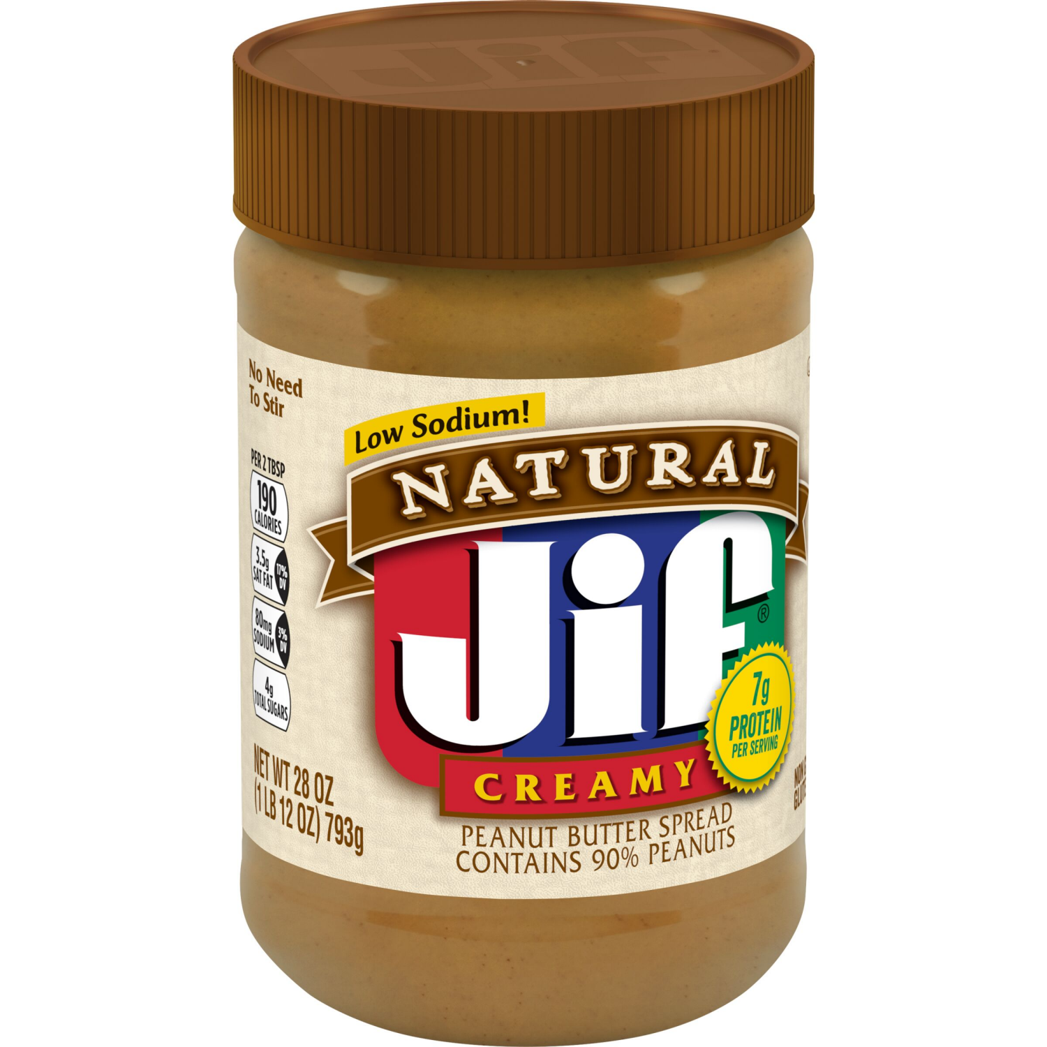 slide 5 of 6, Jif Natural Creamy Peanut Butter Spread, 28-Ounce Jar, 28 oz