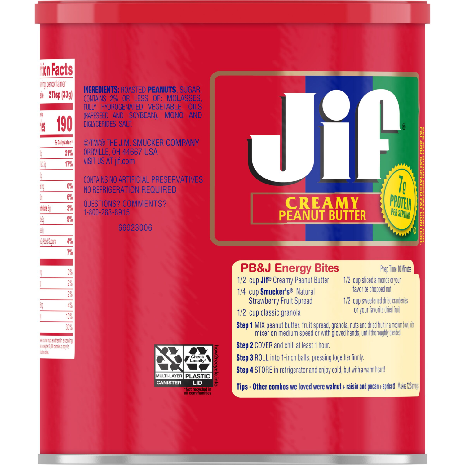 slide 6 of 6, Jif Creamy Peanut Butter, 4-Pound Can, 4 lb