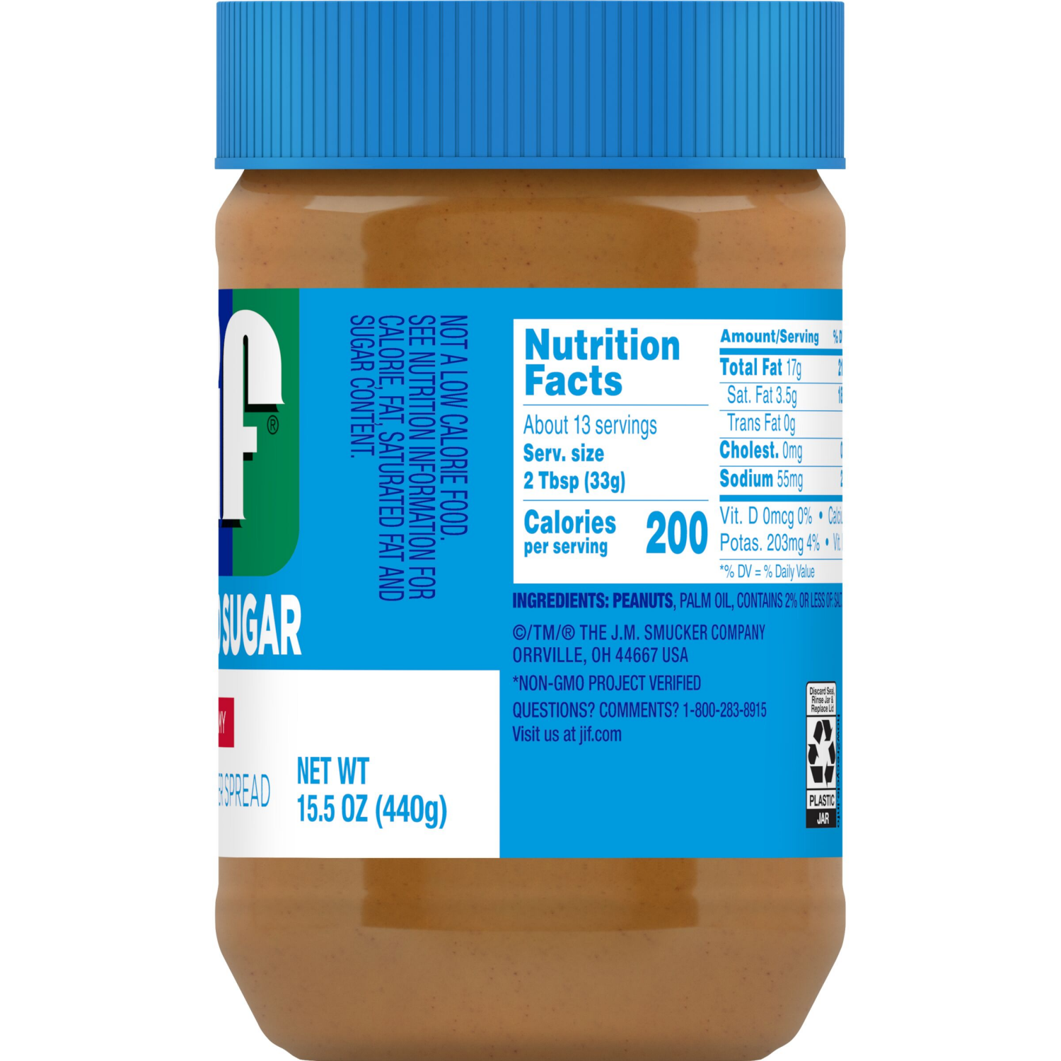 slide 3 of 5, Jif Spread, Peanut Butter, 15.5 oz