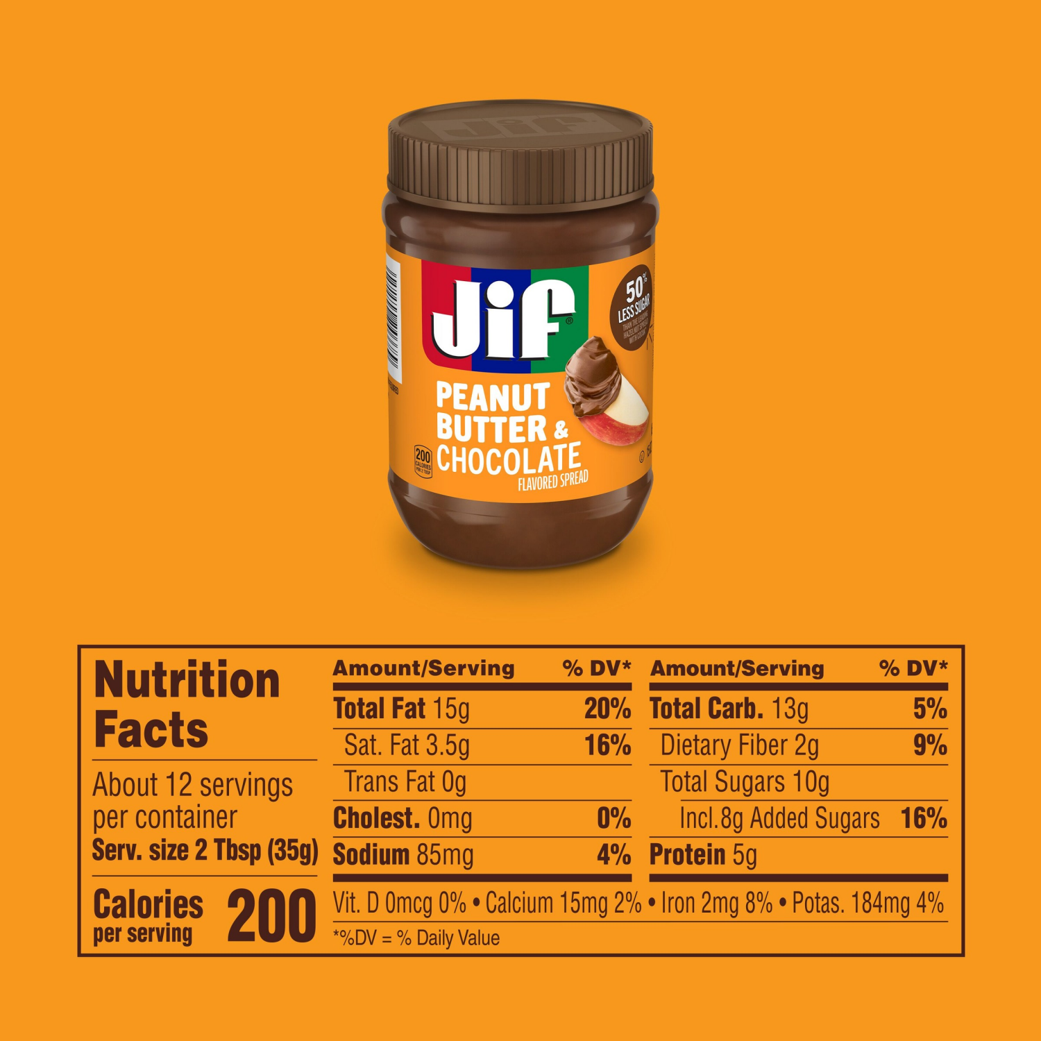 slide 4 of 8, Jif Peanut Butter & Chocolate Flavored Spread, 15 Oz. Jar, 15 oz