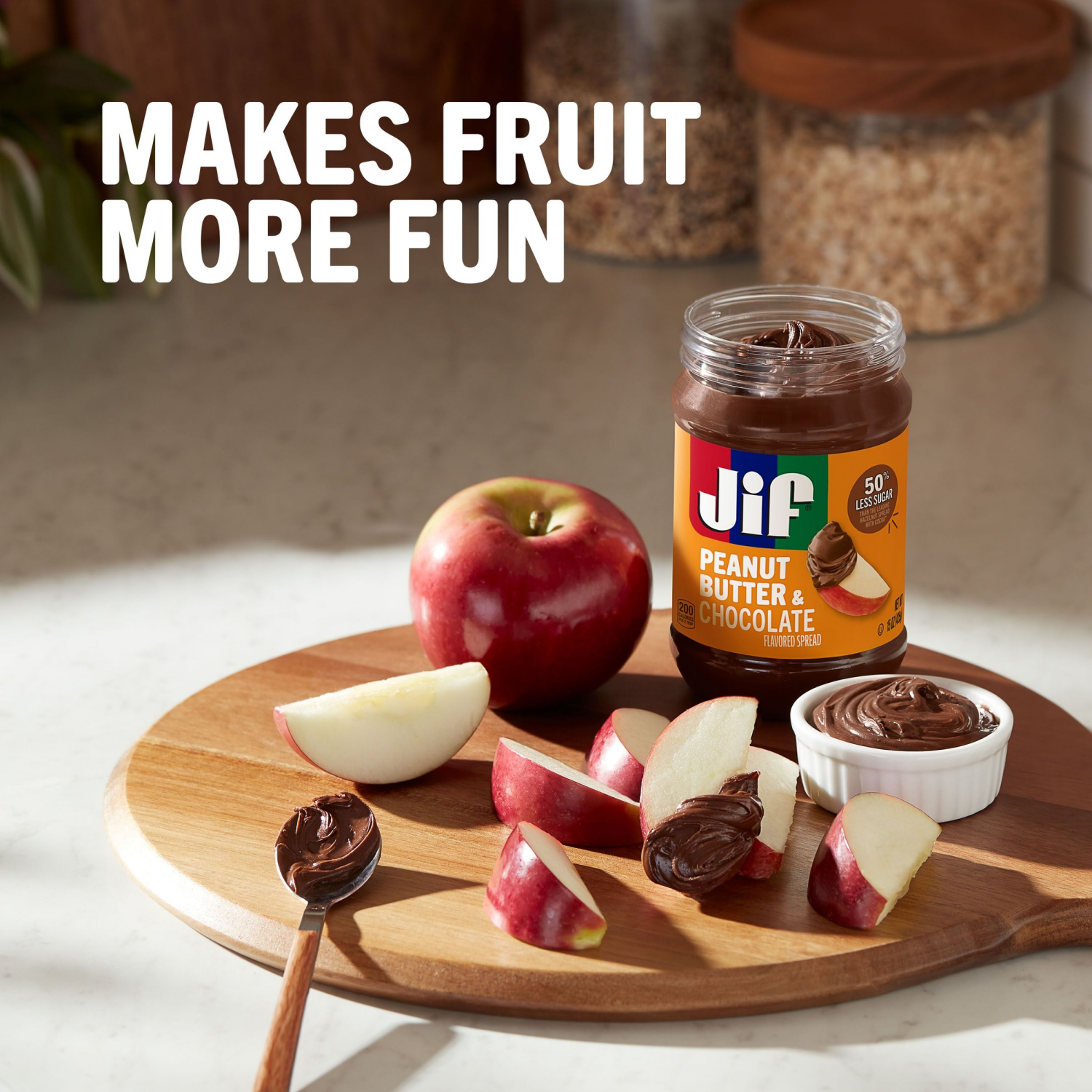 slide 5 of 8, Jif Peanut Butter & Chocolate Flavored Spread, 15 Oz. Jar, 15 oz