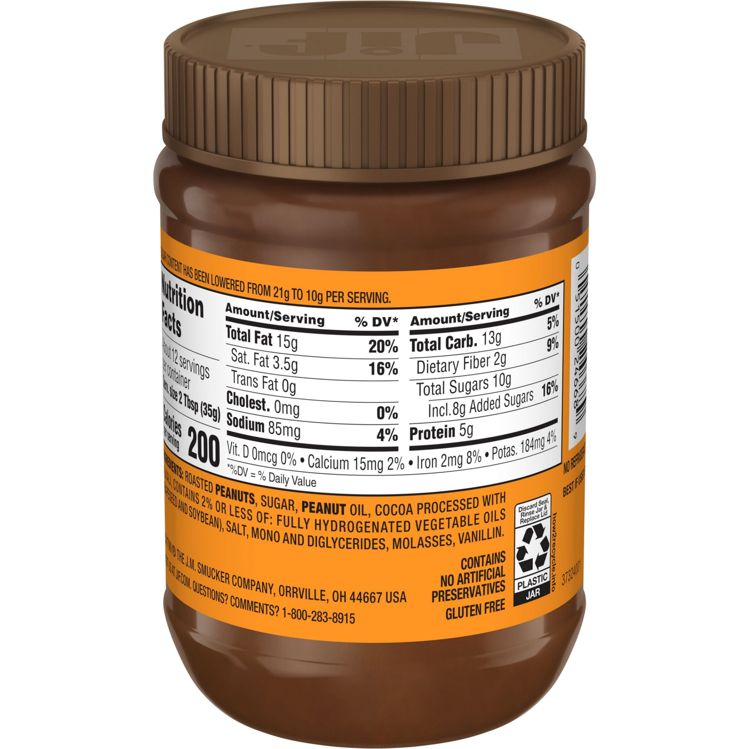 slide 6 of 8, Jif Peanut Butter & Chocolate Flavored Spread, 15 Oz. Jar, 15 oz