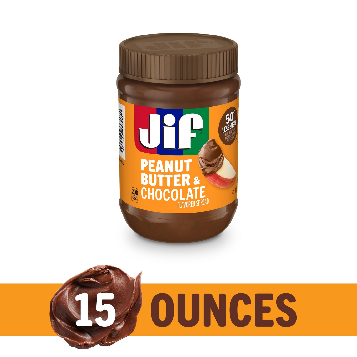 slide 1 of 8, Jif Peanut Butter & Chocolate Flavored Spread, 15 Oz. Jar, 15 oz