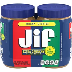 Jif Extra Crunchy Peanut Butter Twin Pack, 80-Ounce