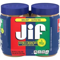 Jif Extra Crunchy Peanut Butter Twin Pack, 80-Ounce
